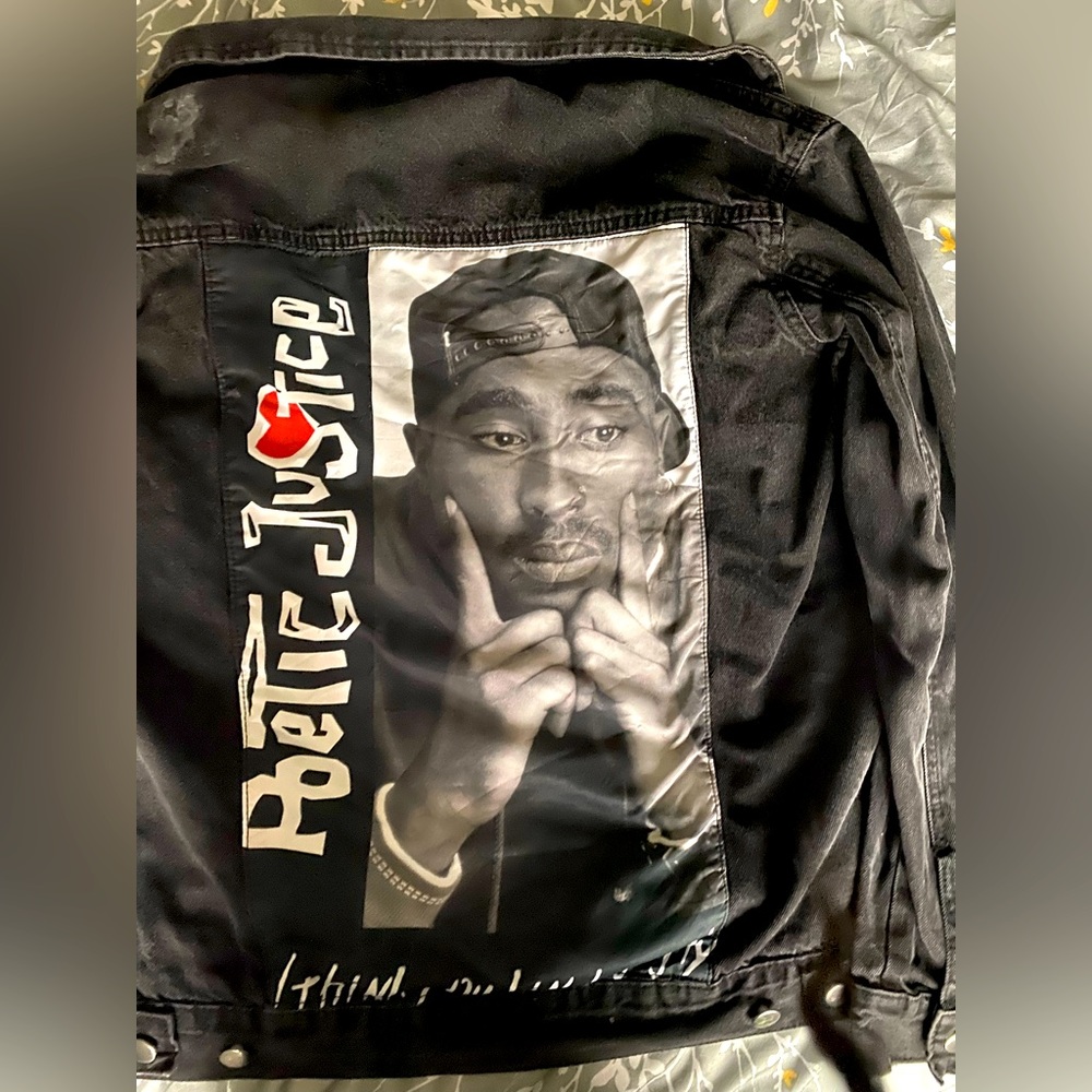 Black Tupac Shakur Jean Jacket